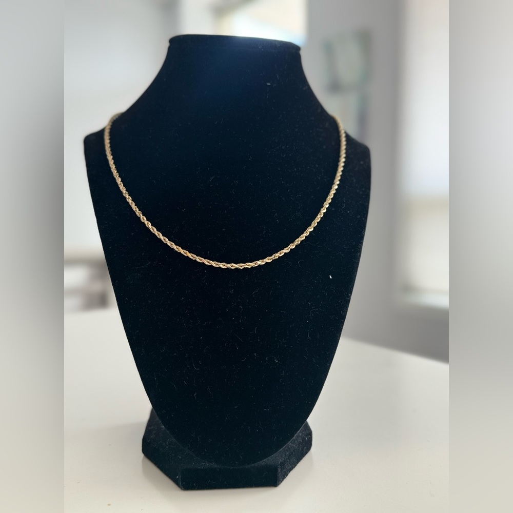 Solid 14k Yellow Gold Rope Chain Necklace (Unisex)
